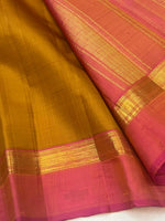 Load image into Gallery viewer, Classic Mustard &amp; Rose 2gm Zari Elegance Kanchipuram Handloom Silk Saree SS27357
