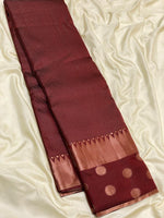 Load image into Gallery viewer, Classic Chocolate Brown 1gm Zari Elegance Kanchipuram Handloom Silk Saree SS27964
