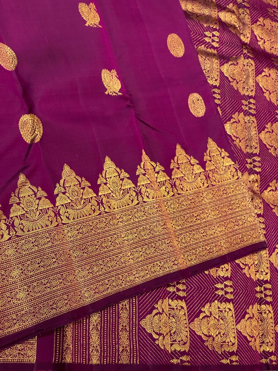 Classic Berry Purple 2gm Zari Bridal Elegance Kanchipuram Handloom Silk Saree SS24520