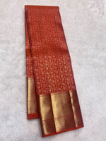 Load image into Gallery viewer, Classic Vivid Orange 2gm Zari Bridal Elegance Kanchipuram Handloom Silk Saree SS28248
