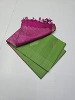 Load image into Gallery viewer, Classic Spring Green &amp; Onion Pink Elegance Handloom Soft Silk Saree SS25668

