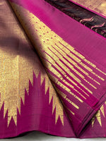 Load image into Gallery viewer, Classic Gold &amp; Wine Red Temple 2gm Zari Kanchipuram Handloom Silk Saree SS25980
