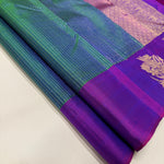 Load image into Gallery viewer, Classic Peacock Green &amp; Vadamalli 2gm Zari Kanchipuram Handloom Silk Saree SS26298
