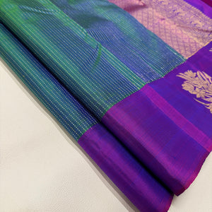 Classic Peacock Green & Vadamalli 2gm Zari Kanchipuram Handloom Silk Saree SS26298