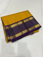 Load image into Gallery viewer, Classic Mango Yellow &amp; Vadamalli Purple  2gm Zari Kanchipuram Handloom Silk Saree SS25840
