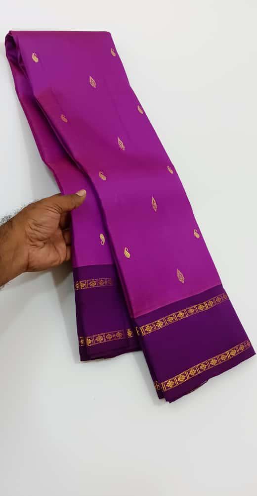 Classic Lavender & Purple 2gm Zari Rettai Kanchipuram Handloom Silk Saree SS26517