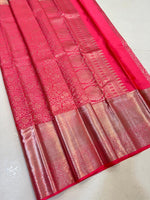 Load image into Gallery viewer, Classic Hot Pink Silver Zari Bridal Elegance Kanchipuram Handloom Silk Saree SS23582
