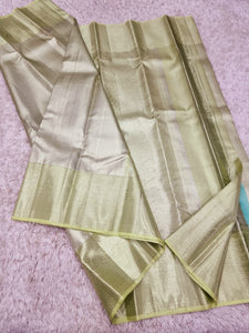 Classic Fern Green Medium Border 2gm Silver Zari Bridal Tissue Elegance Kanchipuram Handloom Silk Saree SS20712