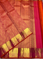 Load image into Gallery viewer, Classic Pinkish Orange 2gm Zari Bridal Elegance Kanchipuram Handloom Silk Saree SS25267
