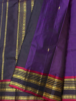 Load image into Gallery viewer, Classic Russian Violet &amp; Black Traditional Butta Kanchipuram Handloom Silk Saree SS26597
