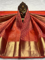 Load image into Gallery viewer, Classic Vivid Orange 2gm Zari Bridal Elegance Kanchipuram Handloom Silk Saree SS28248
