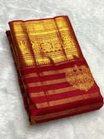 Load image into Gallery viewer, Classic Dark Red 2gm Zari Bridal Elegance Kanchipuram Handloom Silk Saree SS25363
