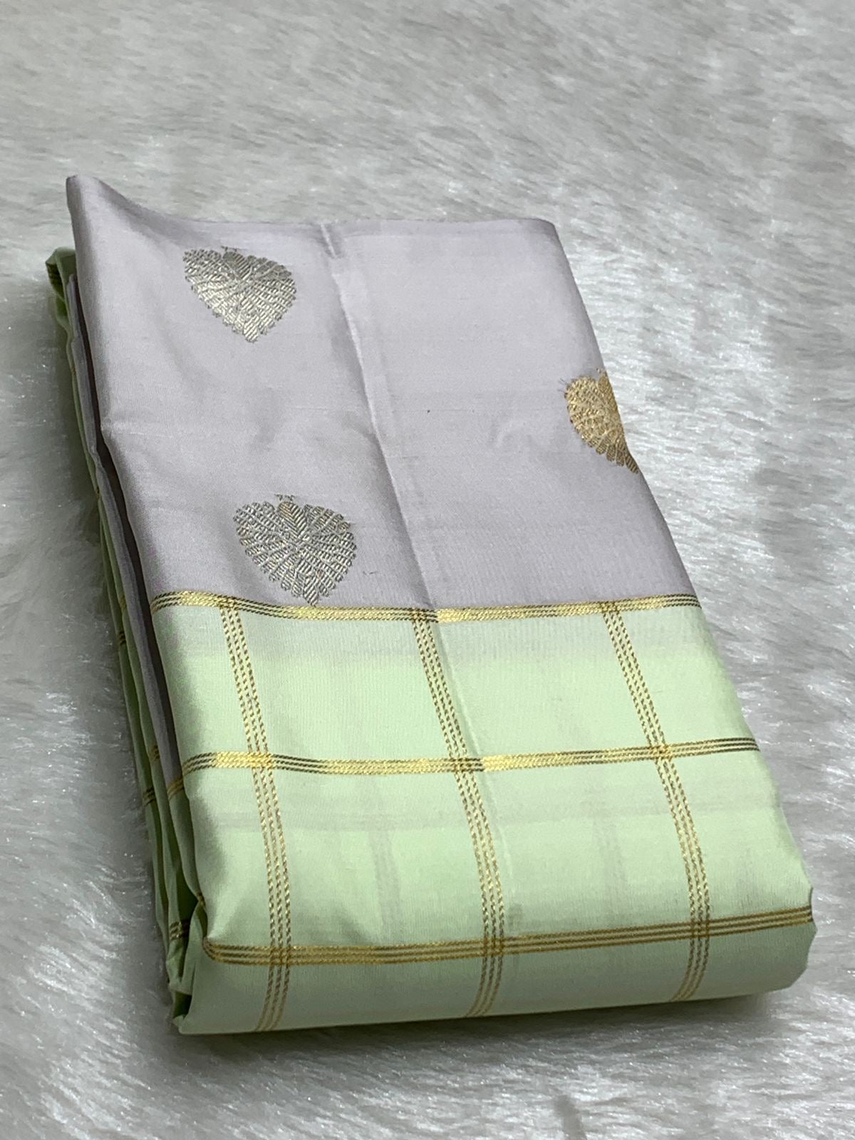 Classic Grey & Lime 2gm Zari Kanchipuram Handloom Silk Saree SS25930