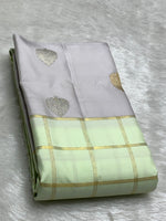 Load image into Gallery viewer, Classic Grey &amp; Lime 2gm Zari Kanchipuram Handloom Silk Saree SS25930

