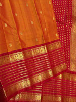Load image into Gallery viewer, Classic Orange &amp; Brick Red Long Border Vintage Elegance Kanchipuram Handloom Silk Saree SS27182
