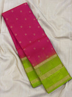 Load image into Gallery viewer, Classic Creamy Pink &amp; Lime Green Elegance Kanchipuram Handloom Silk Saree SS28632
