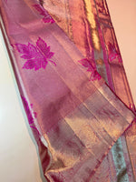 Load image into Gallery viewer, Classic Pastel Onion Pink Maple Leaf Designed 2gm Zari Bridal Elegance Kanchipuram Handloom Silk Saree SS25945
