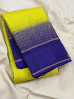 Load image into Gallery viewer, Classic Lime Green &amp; Royal Blue Elegance Kanchipuram Handloom Silk Saree SS28635
