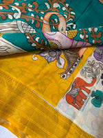 Load image into Gallery viewer, Classic Pen Kalamkari Green Elegance Banglore Silk Saree SS27162
