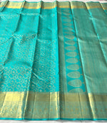 Load image into Gallery viewer, Classic Turquoise 2gm Zari Bridal Elegance Kanchipuram Handloom Silk Saree SS23867
