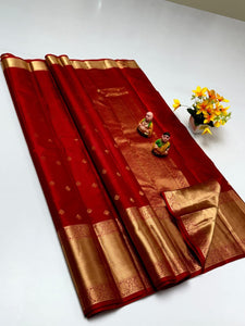 Classic Chilly Red Elegance Kanchipuram Silk Saree SS23832