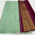 Load image into Gallery viewer, Classic Light Green &amp; Berry Plum Elegance Kanchipuram Handloom Silk Saree SS23648
