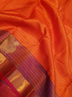 Load image into Gallery viewer, Classic Tangerine Orange 1gm Zari Elegance Kanchipuram Handloom Silk Saree SS23731
