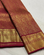 Load image into Gallery viewer, Classic Berry Pink Red 2gm Zari Brocade Bridal Elegance Kanchipuram Handloom Silk Saree SS25734
