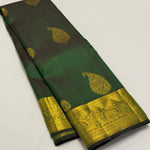 Load image into Gallery viewer, Classic Bottle Green &amp; Coffee Brown Elegance Kanchipuram Handloom Silk Saree SS27374

