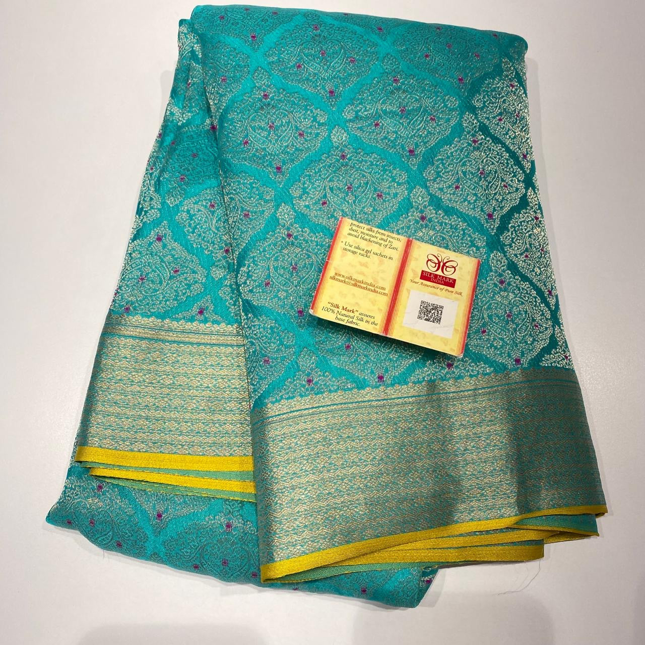 Classic Teal Green Elegance Khadi Banarasi Crepe Handloom Silk Saree SS24824