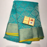 Load image into Gallery viewer, Classic Teal Green Elegance Khadi Banarasi Crepe Handloom Silk Saree SS24824
