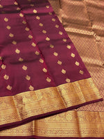 Load image into Gallery viewer, Classic Burgundy Maroon 1gm Zari Elegance Kanchipuram Handloom Silk Saree SS23474
