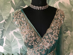 Load image into Gallery viewer, Classic Tinted Blue Handwork Elegance Crushed Tissue Silk Saree SS25698
