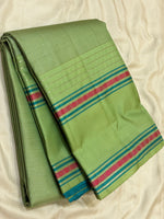 Load image into Gallery viewer, Classic Pista Green &amp; Teal Blue 1gm Zari Elegance Kanchipuram Handloom Silk Saree SS27962
