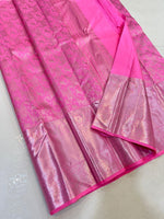 Load image into Gallery viewer, Classic Barbie Pink Silver 2gm Zari Bridal Elegance Kanchipuram Handloom Silk Saree SS24362
