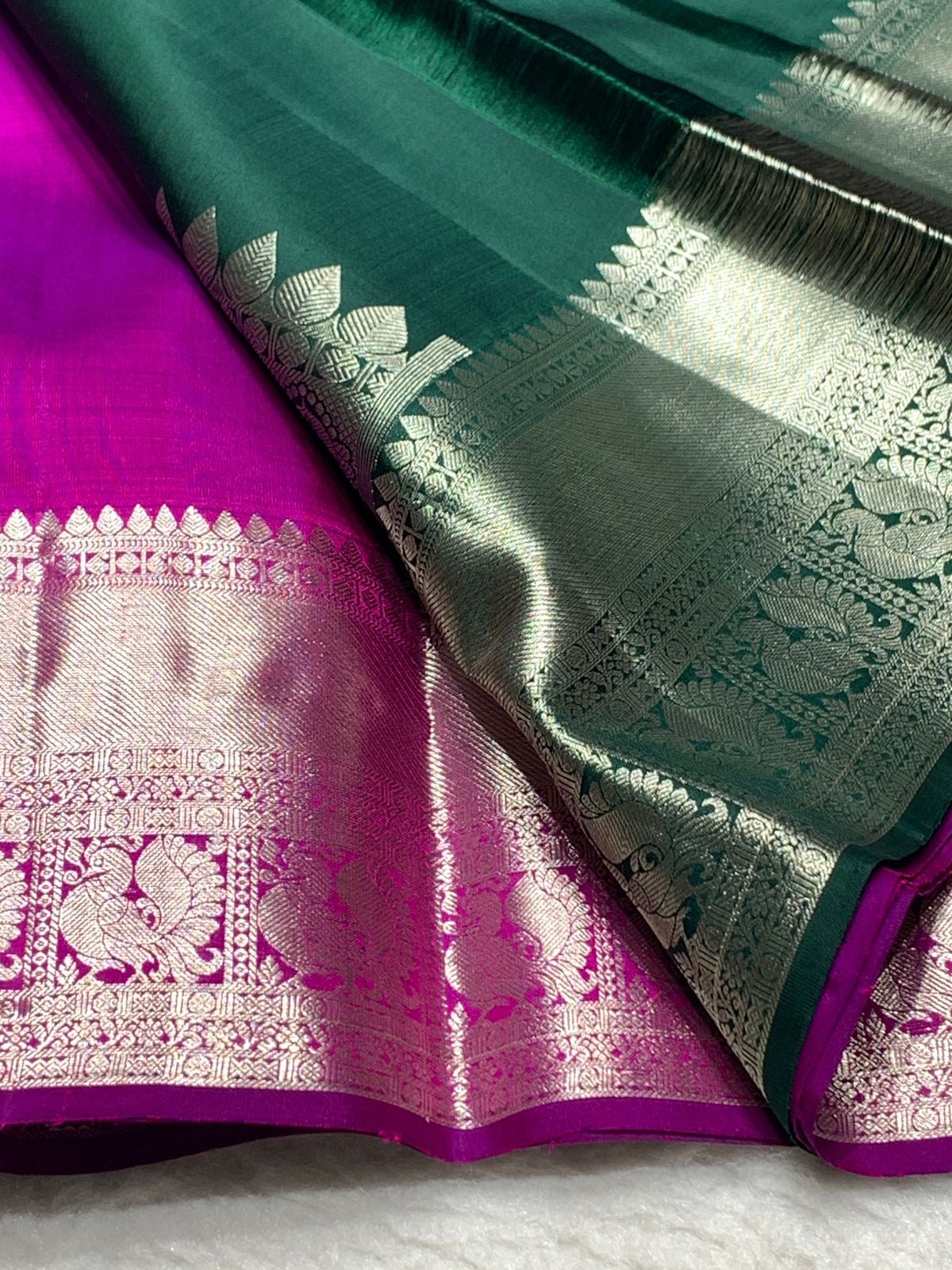 Classic Vadamalli & Emerald Green 2gm Zari Kanchipuram Handloom Silk Saree SS25820