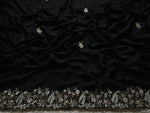 Load image into Gallery viewer, Classic Charcoal Black Elegance Chiffon Crepe Saree SS23926
