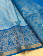 Load image into Gallery viewer, Classic Sky Blue &amp; Azure Blue Elegance Kanchipuram Handloom Silk Saree SS27856
