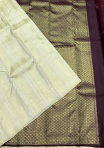 Load image into Gallery viewer, Classic Cream &amp; Coffee Brown 2gm Zari Kanchipuram Handloom Silk Saree SS25851
