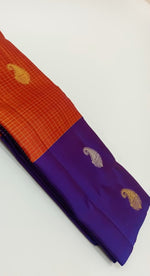 Load image into Gallery viewer, Classic Rust Orange &amp; Purple Elegance Kanchipuram Handloom Silk Saree SS27905
