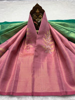 Load image into Gallery viewer, Classic Rose Pink &amp; Sea Green 2gm Zari Elegance Kanchipuram Handloom Silk Saree SS27496
