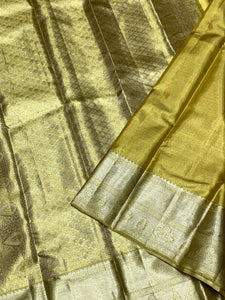 Shimmer Gold Floral Bridal Elegance Kanchipuram Handloom Silk Saree SS25978