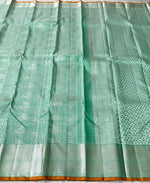 Load image into Gallery viewer, Classic Sea Green Silver 2gm Zari Bridal Elegance Kanchipuram Handloom Silk Saree SS23844
