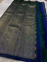 Load image into Gallery viewer, Classic Peacock Blue 2gm Sari Elegance Kanchipuram Handloom Silk Saree SS24787
