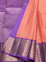Load image into Gallery viewer, Classic Peach &amp; Lavender 1gm Zari Kanchipuram Handloom Silk Saree SS25808
