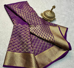 Load image into Gallery viewer, Classic Violet Elegance Mysore Silk Saree SS24620
