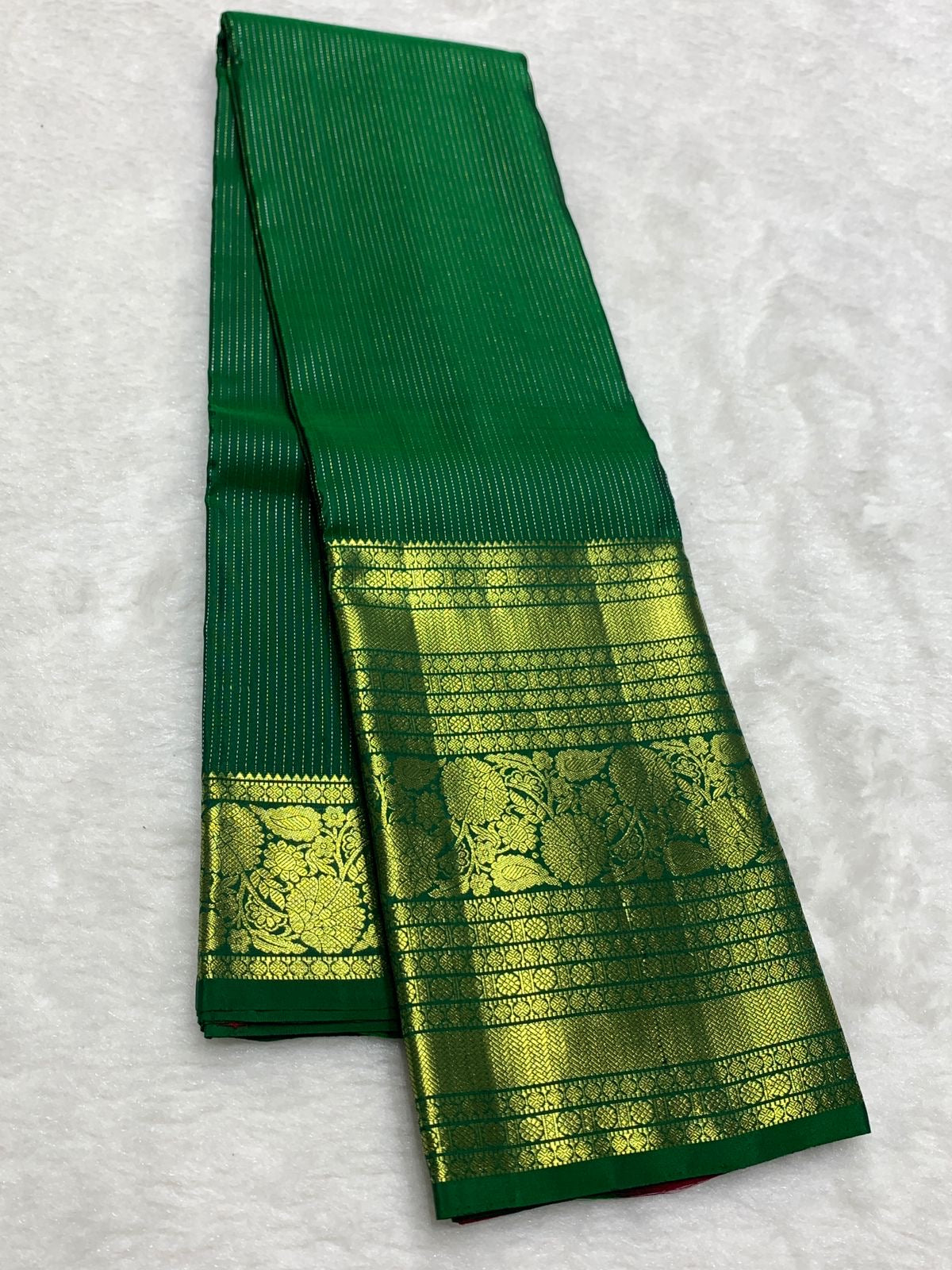 Classic Sacramento Green & Chilly Red 2gm Zari Bridal Elegance Kanchipuram Handloom Silk Saree SS25567