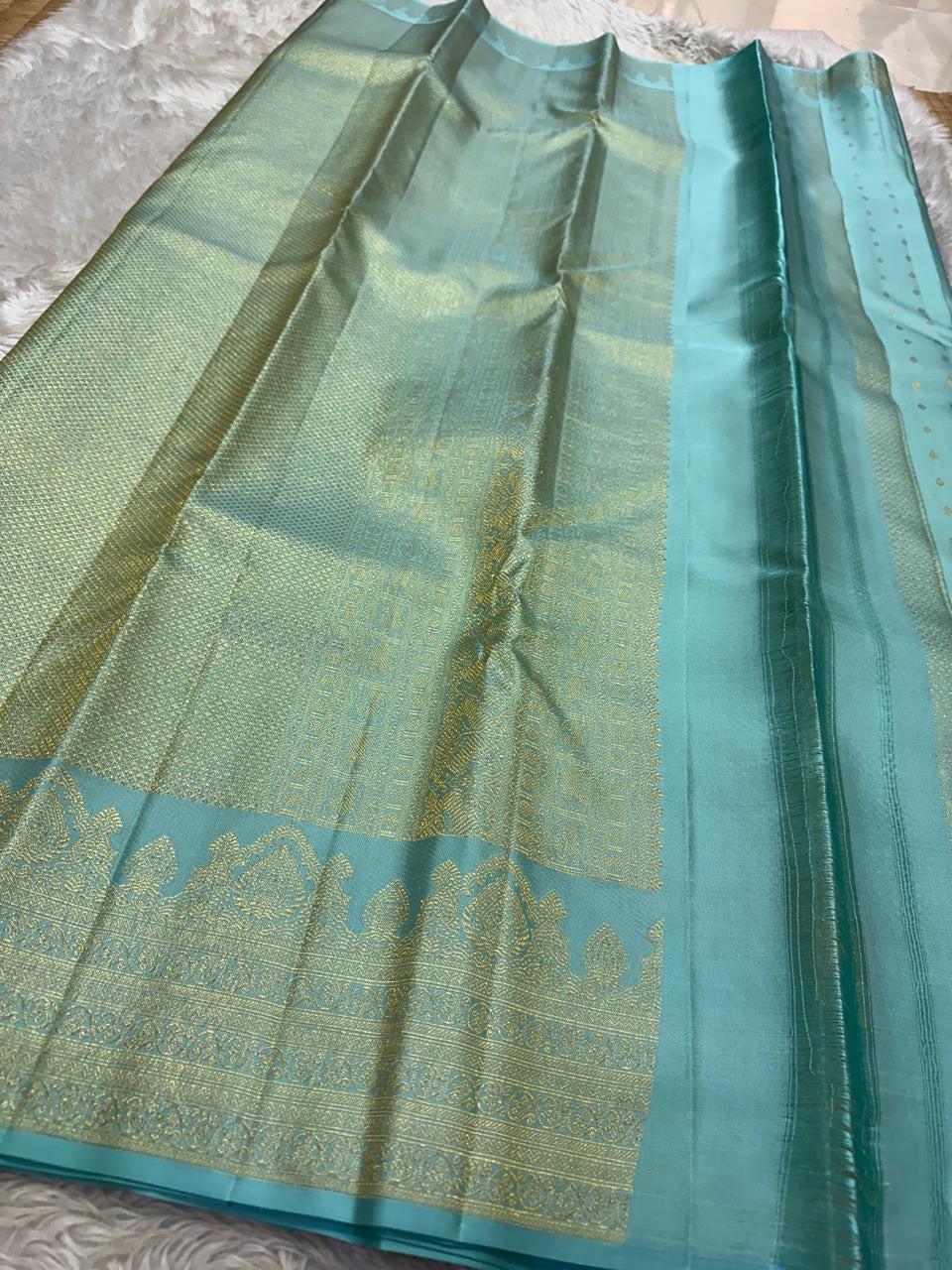 Classic Sky Blue Kanchipuram Handloom Silk Saree SS26218
