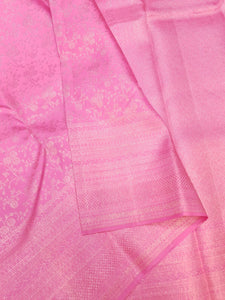 Classic Baby Pink 2gm Zari Turning Border Bridal Elegance Kanchipuram Handloom Silk Saree SS25681