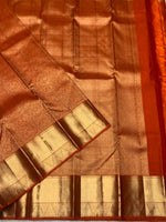 Load image into Gallery viewer, Classic Rust Orange 2gm Zari Bridal Elegance Kanchipuram Handloom Silk Saree SS28249
